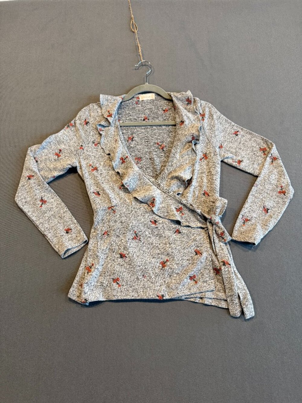 Altar'd State Floral Wrap Cardigan Sweater Women S Ruffle Tie Waist Boho